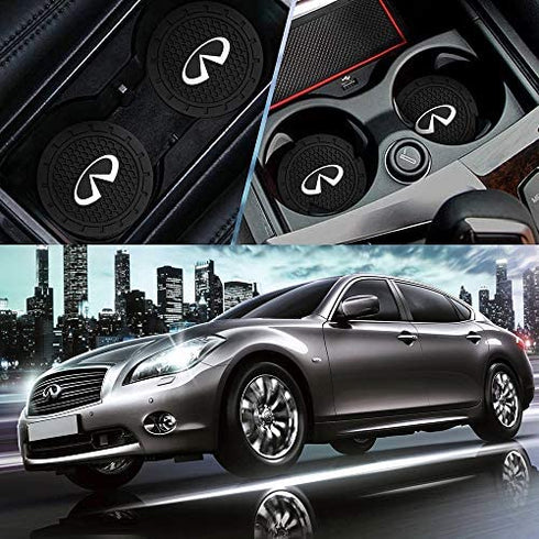 MYCASUO Car Interior Accessories for Infi?ti Cup Holder Insert Coaster - Silicone Anti Slip Cup Mat for in?niti QX50 Q50 Q70 Q70L Q60 QX30 QX60 QX80 (Set of 2, 2.75" Diameter)