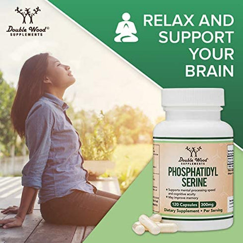 Double Wood Supplements PhosphatidylSerine 300mg Per Serving, Manufactured in The USA, 120 Capsules (Phosphatidyl Serine Complex)
