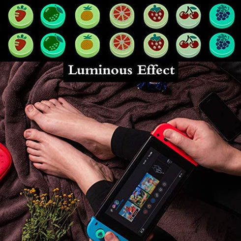 Skylety 26 Pieces Replacement Silicone Lemon Fruit Design Thumb Grip Caps Analog Stick Cover Joystick Cap Luminous Cover Compatible with Nintendo Switch, Switch Lite Joy-Con Controller