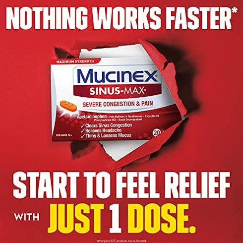Mucinex Sinus-Max Severe Congestion Relief Caplets, 20 Count
