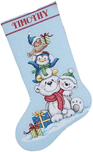 Dimensions Counted Cross Stitch 'Stack of Critters' Personalized Christmas Stocking Kit, 16"