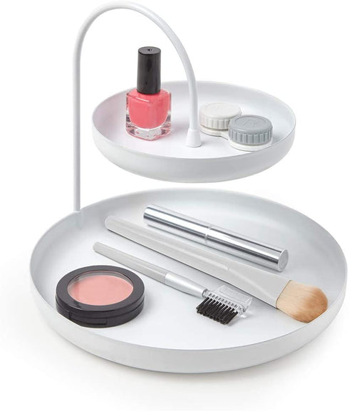 Umbra Poise Large, Double, Attractive Storage You Can Leave Out, Two-Tiered Jewelry Tray, Accessory Holder, White