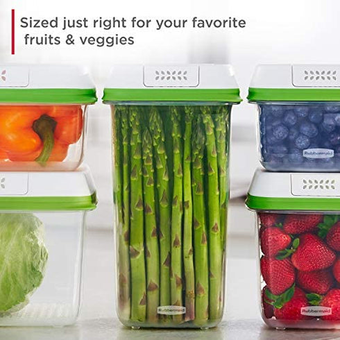 Rubbermaid FreshWorks Saver, Medium Produce Storage Containers, 2-Pack, 7.2 Cup, Clear