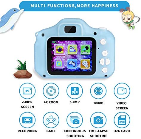 SZREDU Kids Camera for Girls Boys,Digital Video Camera for Children,Toy Camera for 3 4 5 6 7 8 Year Old Birthday