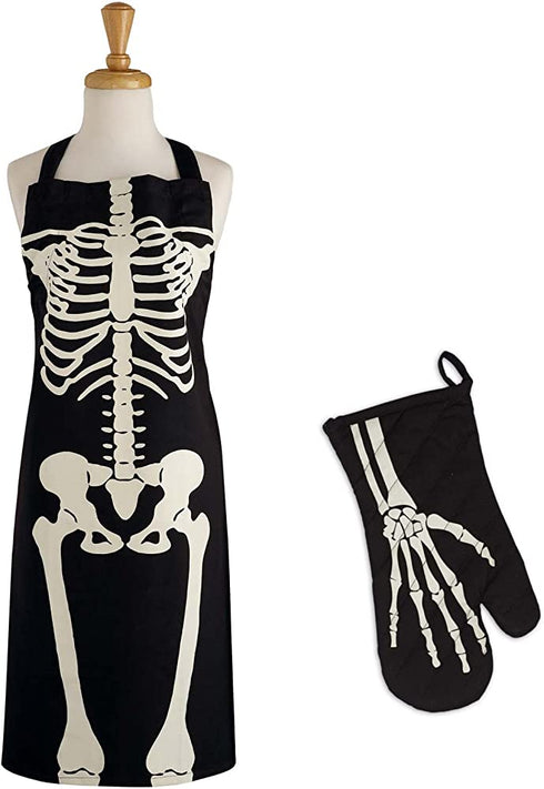 DII Halloween Basics Collection Kitchen, Apron Set, Skeleton 2 Piece