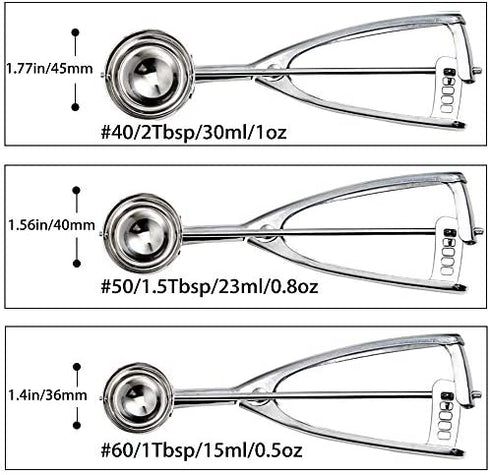 Cookie Scoop Set, Small/1 Tbsp, Medium/1.5 Tbsp, Large/2 Tbsp, Cookie Scoops for Baking Set of 3, Cookie Dough Scoop