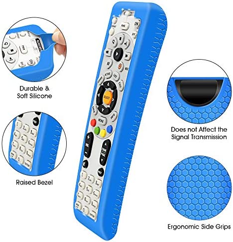 2 Pack Protective Case for DirecTV RC66RX Remote Control, Silicone Cover Shock Proof Remote Controller Skin Sleeve Replacement Protector Compatible with DirecTV RC64 RC65 RC66 IR/RF Remote-Red,Blue