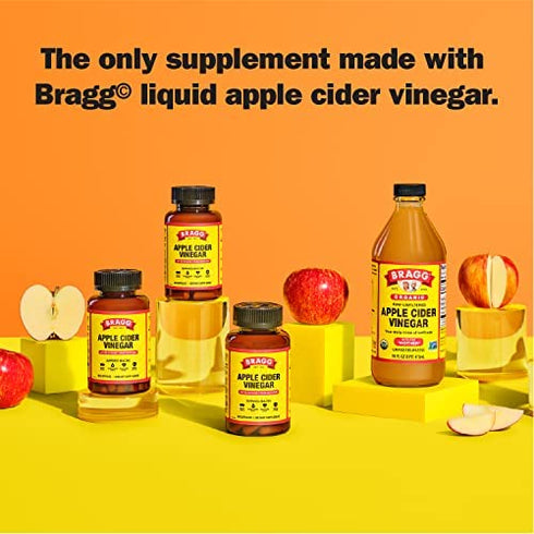 Bragg Apple Cider Vinegar True Energy Capsules – 6 B Vitamins – Caffeine Free - 750mg of Acetic Acid – Weight Management & Cholesterol Support - Non-GMO, Vegan, Gluten Free, No Sugar - (90 Pills)