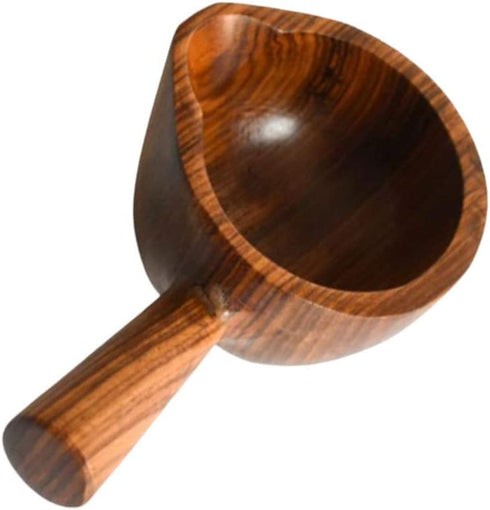 Yardwe Wooden Sauce Dish Creamer Jugs with Handle Mini Sauce Pitcher Milk Creamer Coffee Syrup Jar Server