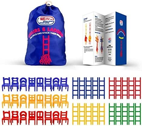 WEofferwhatYOUwant Chairs and Ladders Family Game - Stacking Balance Game. 44 Individual Pieces.