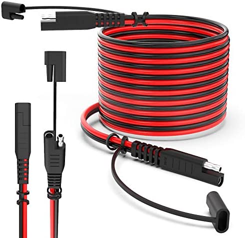 Electop 15Feet SAE to SAE Extension Cable, Quick Connect Disconnect SAE Power Connector Cable Wire Harness 14AWG with Dust Cap for Automotive RV Motorcycle Solar Panel SAE Plug Battery Charging Cable