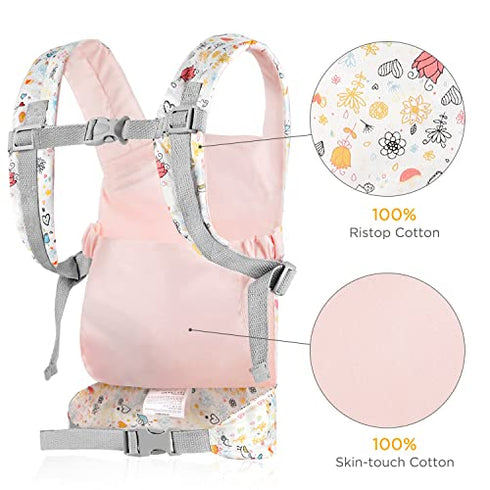GAGAKU Doll Carrier Front and Back Soft Cotton Stuffed Animal Carriers for Baby, Rose Garden