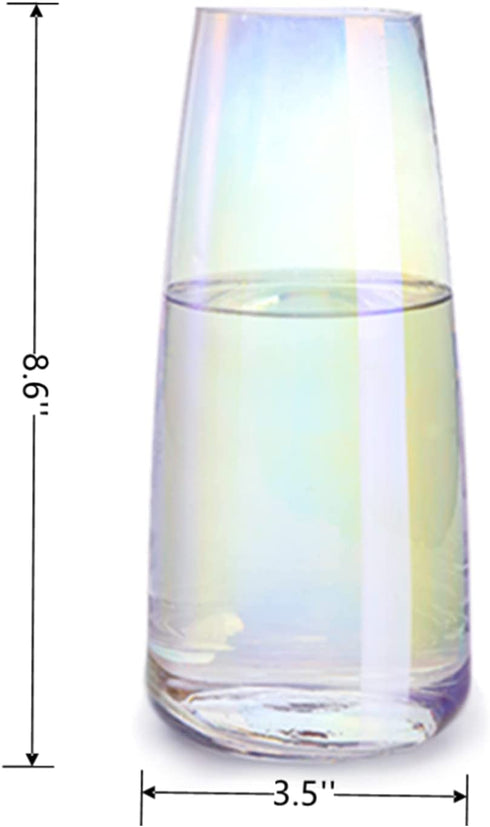 Lyellfe 2 Pack Modern Glass Vase for Flower, Clear Decorative Iridescent Vase, 8.6" Tall Irised Ins Handicraft Creative Table Vase for Centerpieces, Living Room, Home, Office, Gifts, Wedding