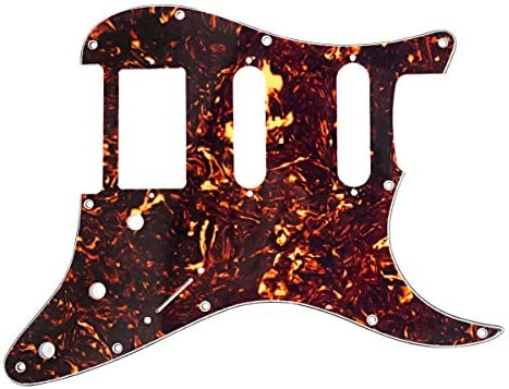 IKN Strat HSS Pickguard Guitar Back Plate Set for Standard Strat Modern Style Guitar Part, 4Ply Brown Tortoise