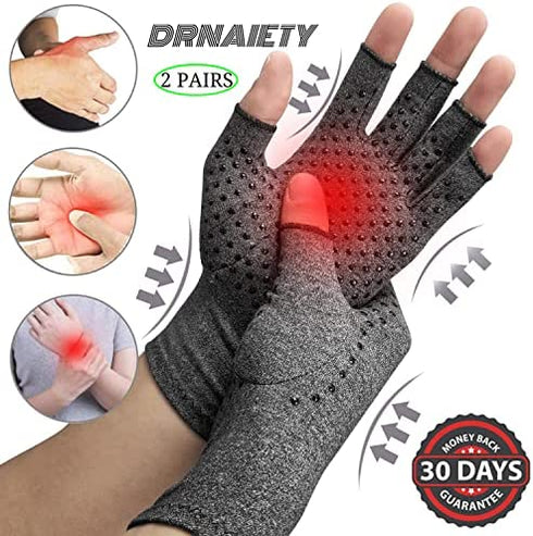 2 Pairs Arthritis Compression Gloves, Relieve Arthritis, Rheumatoid, Osteoarthritis, Carpal Tunnel Pain, Compression Gloves for Arthritis for Women & Men, Anti-Slip Glue dot Gloves for Work
