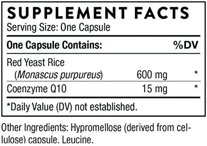 Thorne Red Yeast Rice + CoQ10 - Maintain Healthy Cholesterol Levels and Supports Cardiovascular Health - Gluten-Free, Dairy-Free - 120 Capsules
