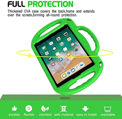 AVAWO iPad 6th Generation Kids Case, iPad 9.7 inch 2018 Case, iPad Air 2 Kids Case - with Shoulder Strap, Shockproof Handle Stand Kids Protective Case for iPad 9.7 inch 5 & 6th Gen & iPad Air - Green