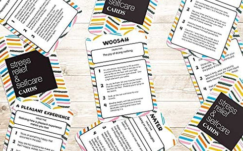 52 Stress Less & Self Care Cards - Mindfulness & Meditation Exercises - Anxiety Relief & Relaxation