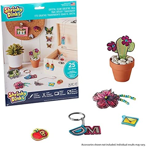 Shrinky Dinks Creative Pack, 25 Sheets Crystal Clear, Kids Art and Craft Activity Set, by Just Play