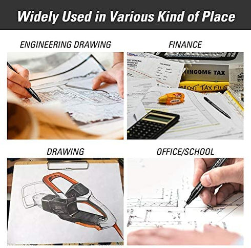 Guangna Black Micro-Pen Fineliner Ink Pens,Waterproof Archival Ink Fine Point Micro Drawing Pens for Art Watercolor, Sketching, Multiliner, Anime(Set of 12)