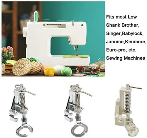 3pcs Large Metal Darning/Free Motion Sewing Machine Presser Foot for All Low Shank Brother Singer Babylock Janome and More Sewing Machines - Include Close Toe, Open Toe and Quilting Foot