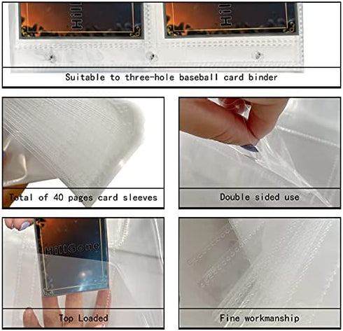 HillGone 320 Pockets Trading Card Sleeves, 4 Pockets Card Storage Album Pages Photocard Sleeves