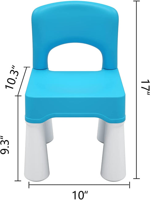 Plastic Kids Chair, Durable and Lightweight, 9.3" Height Seat, Indoor or Outdoor Use for Boys Girls Aged 2+ Blue