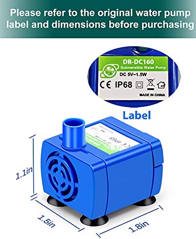 Cat Water Fountain Pump,Pet Fountain Pump Replacement Pump DR-DC160 Motor for 360°Stainless Steel Cat Fountain and Cupcake Ceramic Cat Drinking Fountain(Blue)
