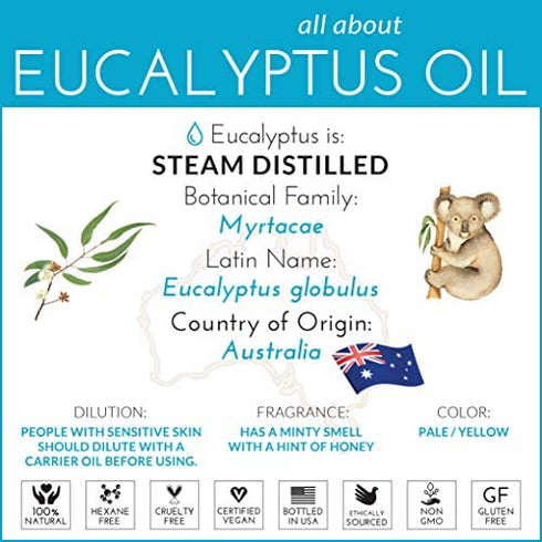 artnaturals 100% Pure Eucalyptus Essential Oil - (.5 Fl Oz / 15ml) - Undiluted Therapeutic Grade Fragrance - Soothe Calm and Humidify - for Aromatherapy Diffuser, Steam Room, Suana, HUmidifier