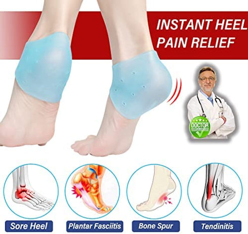 Heel Cups for Heel Pain,Heel Protectors, (3 Pairs Soft Gel?Plantar Fasciitis Relief and Heel Supports, Heel Sleeves Great for Heel Spurs , Heel Pain, Heal Dry Cracked Heels, Achilles Tendinitis