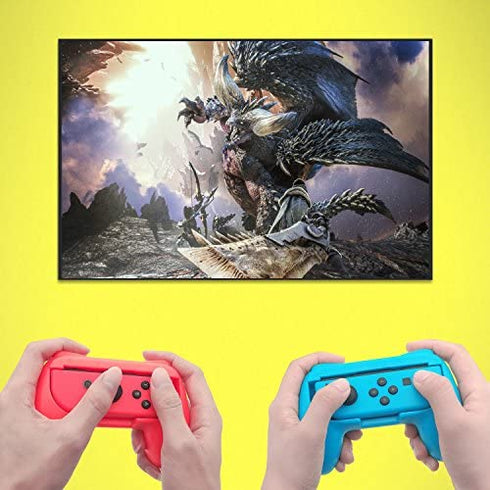 FYOUNG Hand Grips Compatible with Switch/Switch OLED Model Controllers, Grip Compatible with Switch Joy Con - Blue and Red (2 Packs)