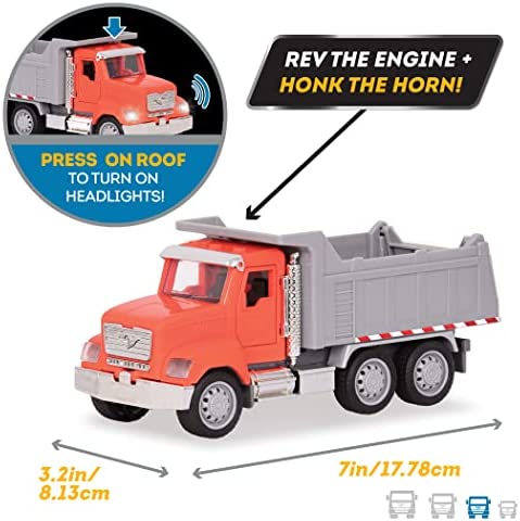 DRIVEN by Battat – Micro Dump Truck – Toy Dump Truck with Lights, Sounds, and Movable Parts for Kids Age 3 and Up