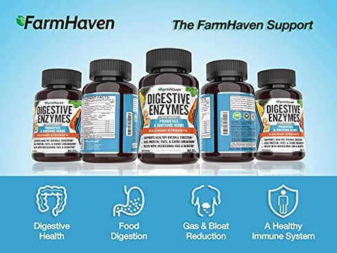FarmHaven Digestive Enzymes Capsules, Digestion Supplements with Probiotics for Bloating & Bloat Gas Relief, Digest Aid - Enzyme Supplement to Boost Gut Health, Supplements for Digestive Health