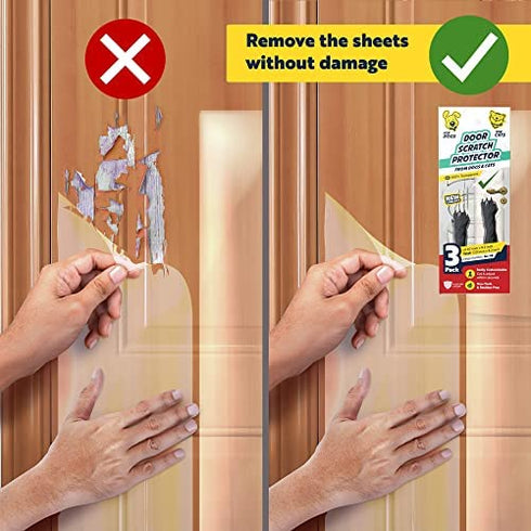 Panther Armor 3-Pack Door Protector from Dog Scratching - 3 x 40" x 8.2" Cat Scratch Door Frame Protector Anti Dog Scratch - Door Guard for Dogs Clear