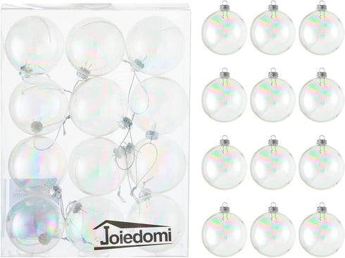 Joiedomi 12 Pcs 80mm/ 3.15'' Christmas Ball Ornaments Set with Chrome Effect, Shatterproof Christmas Ball Ornaments Clear Plastic Ornaments for Christmas Holiday, Party Decorations, Tree Ornaments