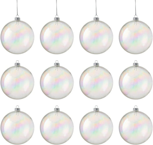 Joiedomi 12 Pcs 80mm/ 3.15'' Christmas Ball Ornaments Set with Chrome Effect, Shatterproof Christmas Ball Ornaments Clear Plastic Ornaments for Christmas Holiday, Party Decorations, Tree Ornaments