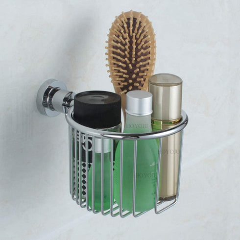 Tissue Paper Basket Shelf Brass for Bathroom Organizers and Storage Shampoo Soap Holder Wall-Mounted Polished Chrome