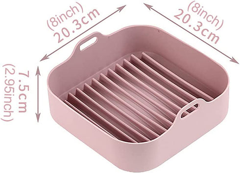 Air Fryer Silicone Pot, Air Fryer Replacement Basket, 8.7x8.7inch Square Silicone Air Fryer Basket for Paper Liners, Silicone Bowl For Air Fryer Oven Accessories