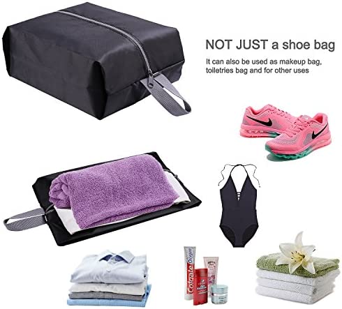 YAMIU Travel Shoe Bags Set of 2 Waterproof Nylon with Zipper for Men & Women (Black)