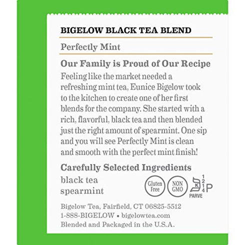 Bigelow Perfectly Mint Black Tea, Caffeinated, 20 Total Tea Bags