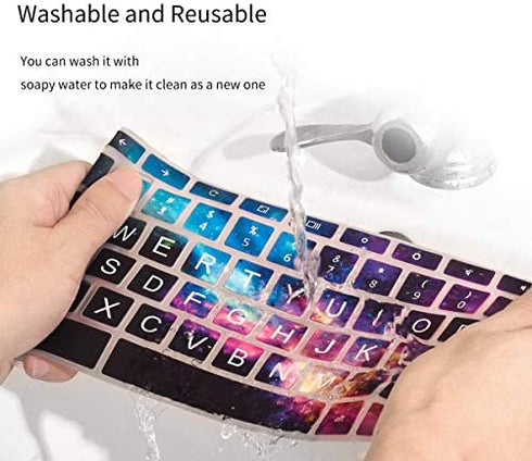 CaseBuy Keyboard Cover for ASUS Chromebook Flip C433 C434TA 2-in-1 Laptop, ASUS C302CA/C423NA/C425TA/C433TA-AS384T/C434TA-DH342T DSM4T DS384T C523NA 14" Chromebook, Letters in Upper Case, Galaxy Black