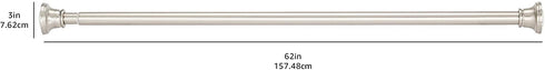 Amazon Basics Tension Curtain Rod, Adjustable 36-62" Width - Nickel, Bell Finial