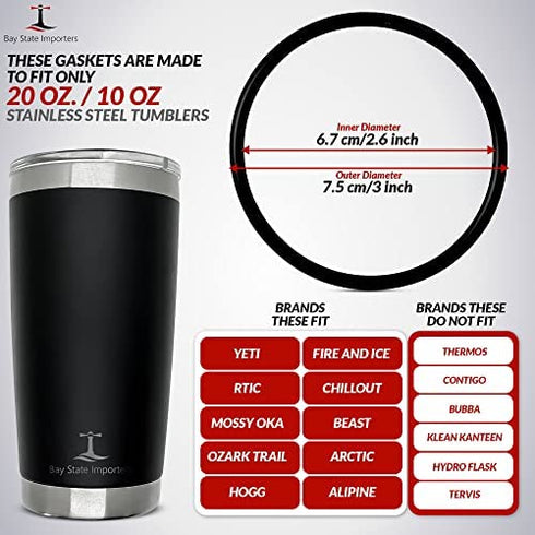 (2 Pack) Replacement Rubber Gaskets Compatible With Yeti Lid Gasket-Seals Fits 20 oz Insulated Stainless Steel Tumblers