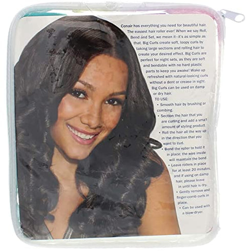 Conair Foam Hair Rollers for Big Loop Curls, Hair Rollers, Hair Curlers in Assorted Sizes, 8 Count