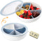 Kingrol 11 Inch Plastic Candy and Nut Serving Container, Divided Serving Tray with Clear Airtight Lid, 5 Compartment Serving Platter for Snack, Nut, Fruit, Veggie, Taco