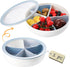 Kingrol 11 Inch Plastic Candy and Nut Serving Container, Divided Serving Tray with Clear Airtight Lid, 5 Compartment Serving Platter for Snack, Nut, Fruit, Veggie, Taco