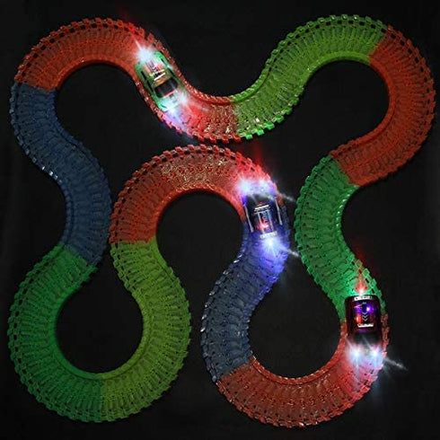 Save Unicorn Tracks Cars Replacement only, Toy Cars for Tracks Glow in The Dark, Car Tracks Accessories with 5 Flashing LED Lights, Compatible with Most Car Tracks for Kids Boys and Girls(4pack)