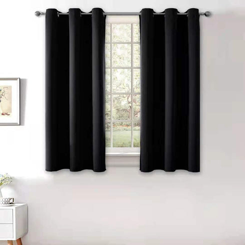 Rutterllow Blackout Curtains for Bedroom, Thermal Insulated Room Darkening Curtains 2 Panels for Living Room, Grommet Top (38x45 Inch, Black)