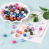 KISSITTY 200-Piece Mixed Painted Marble Design Glass Round Beads 10mm with 1.5mm Hole for DIY Jewelry Craft Making