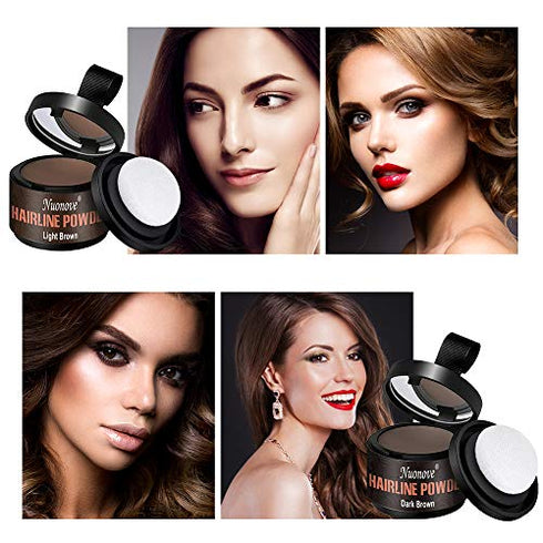Hairline Powder Hair Line Powder Hair Shadow Touch Up Hair Powder ?Light Brown + Dark Brown? Quick Cover Grey Hair Root Concealer with Puff Touch, Root Cover Up for Thinning Hair, Waterproof, Non-sticky, 2pc